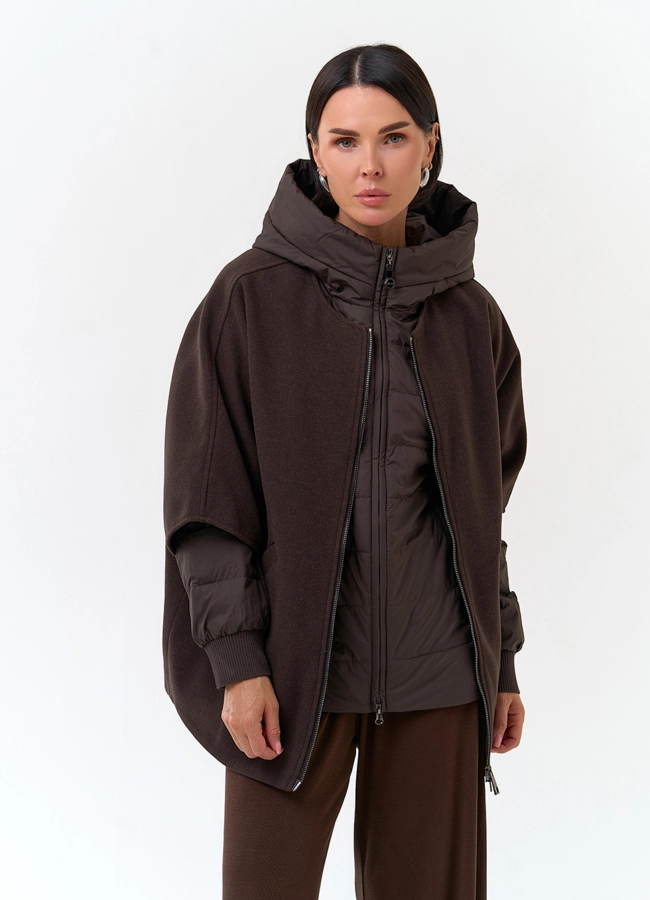 Женская куртка накидка с капюшоном модель № 33799 универмаг малина