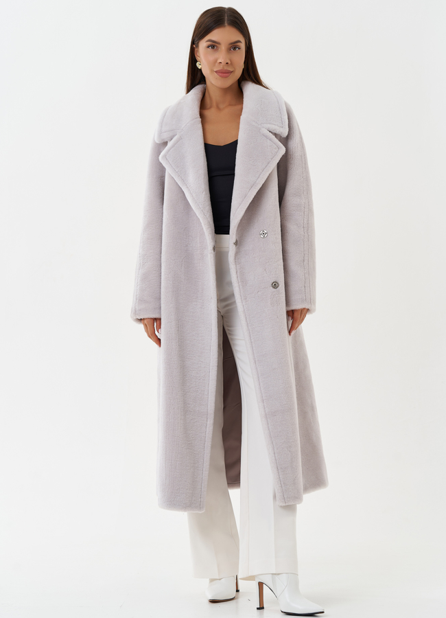 Пальто из шерсти с поясом модель № 28534 универмаг малина