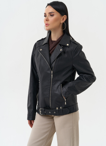 Куртка косуха из эко кожи черного цвета