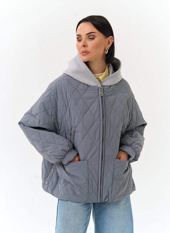 Женская куртка с трикотажным капюшоном