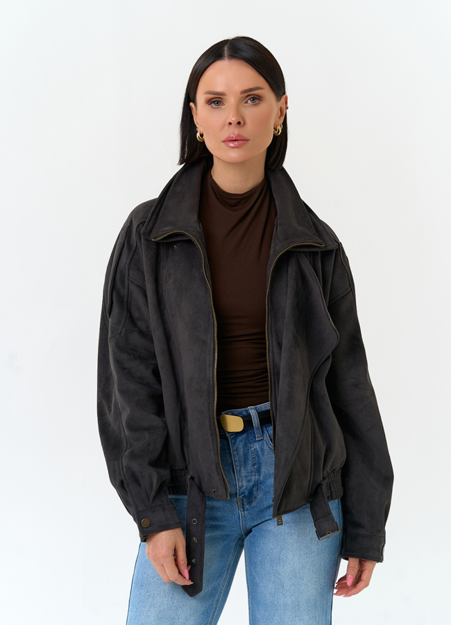 Женская куртка бомбер из эко замши модель № 33032 универмаг малина