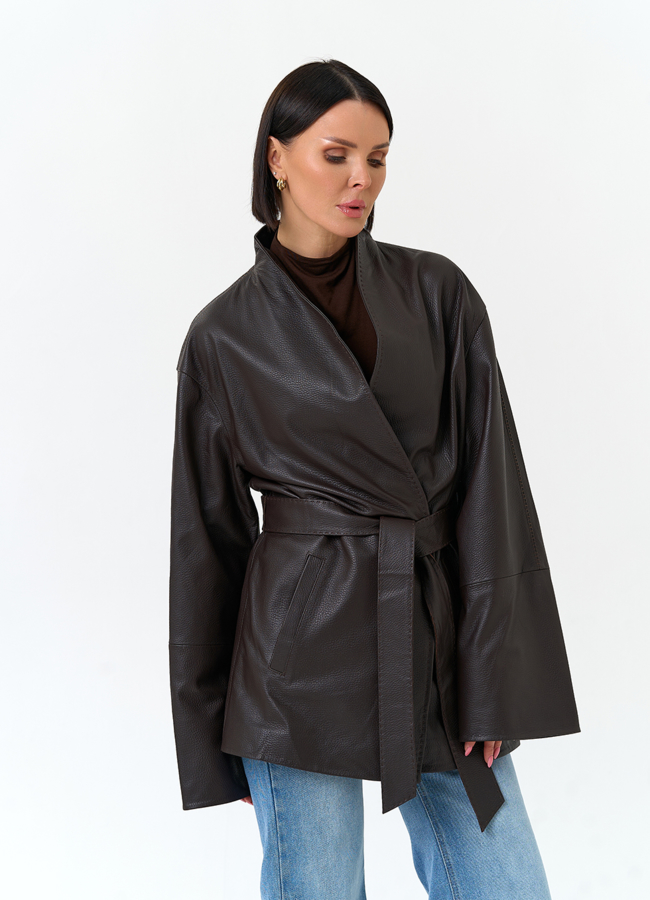 Женский жакет кимоно из натуральной кожи модель № 33116 универмаг малина