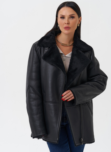Женская дубленка черного цвета Женская дубленка черного цвета