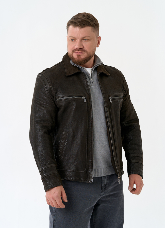 Мужская куртка из натуральной кожи модель № 30061 универмаг малина