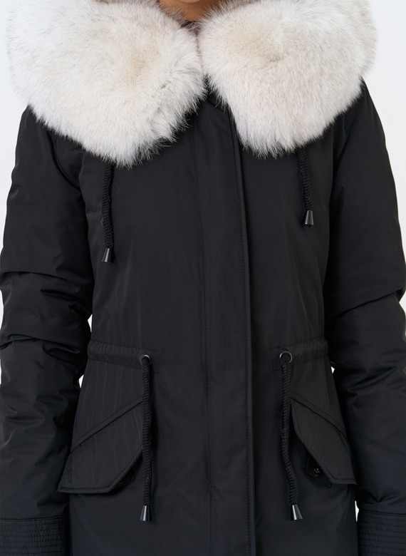 Женская парка с капюшоном из меха песца