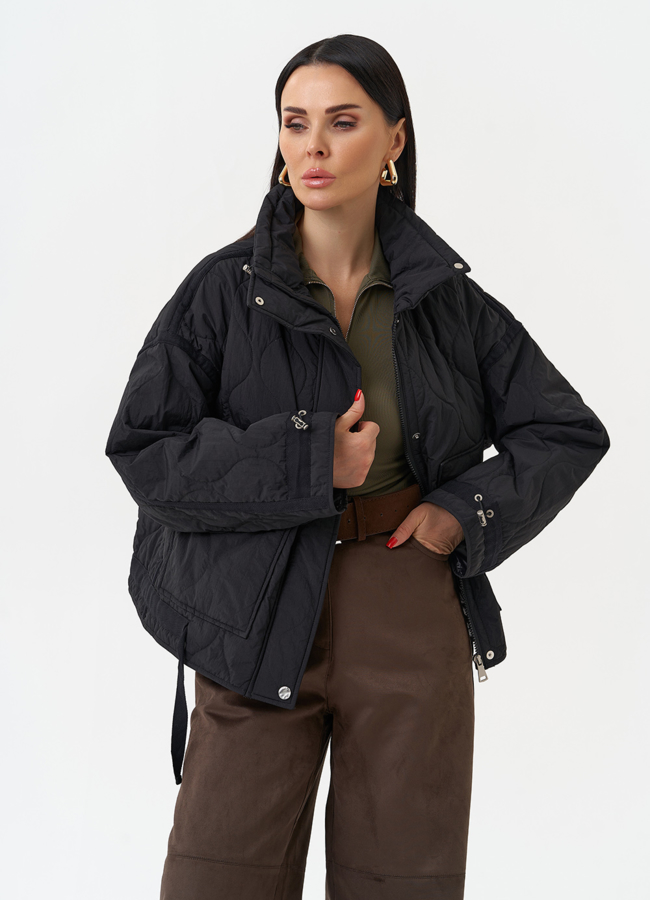 Короткая куртка с воротником стойкой модель № 30049 меха малина