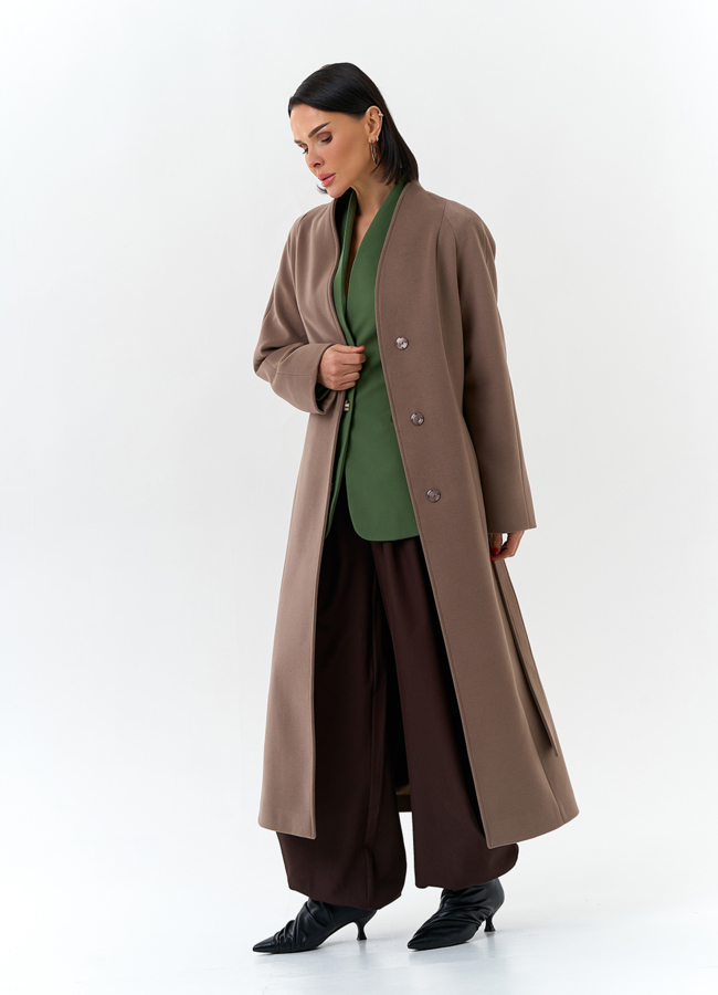 Женское пальто с поясом модель № 32686 в рассрочку