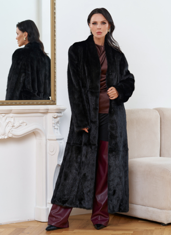 Женская длинная шуба из меха норки