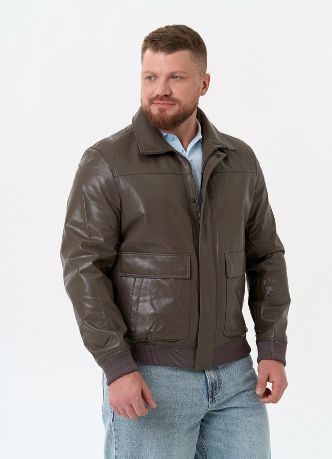 Мужская куртка бомбер из натуральной кожи модель № 32743 универмаг малина