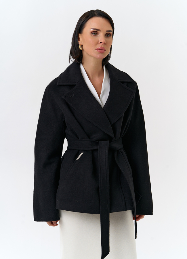 Женское укороченное пальто с английским воротником модель № 32511 универмаг малина