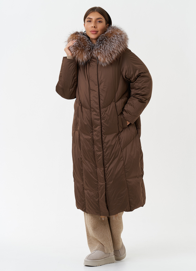 Женский пуховик с отделкой из меха лисы модель № 28830 в кредит