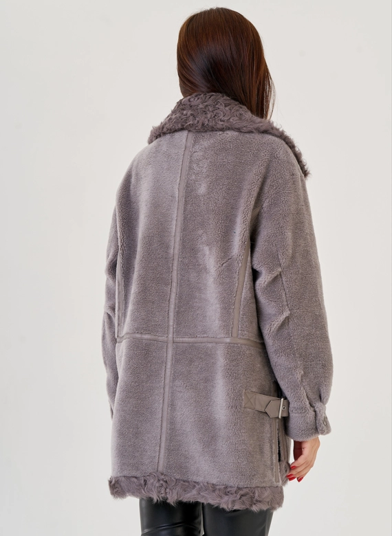 Женская куртка "косуха" из искусственного меха фото
