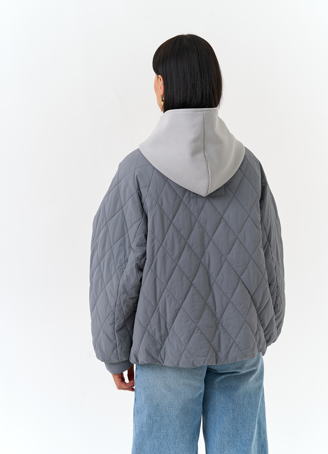 Женская куртка с трикотажным капюшоном модель № 32837 в рассрочку