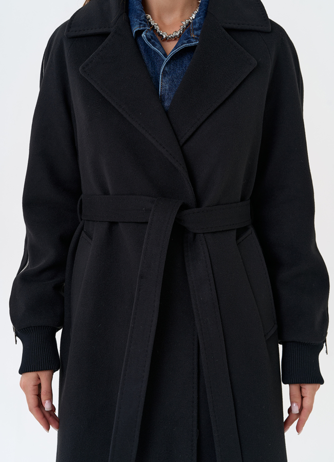 Женское пальто с декоративными молниями модель № 31383 универмаг малина