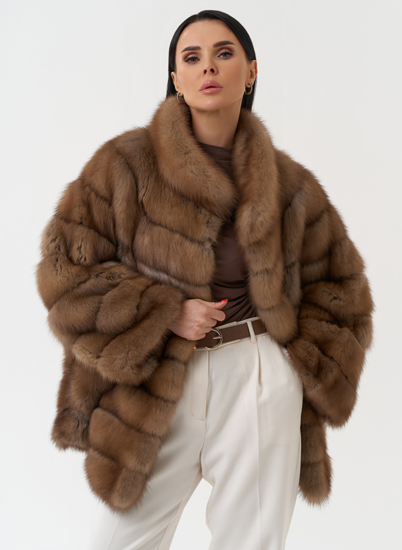 Шуба из куницы с воротником стойка