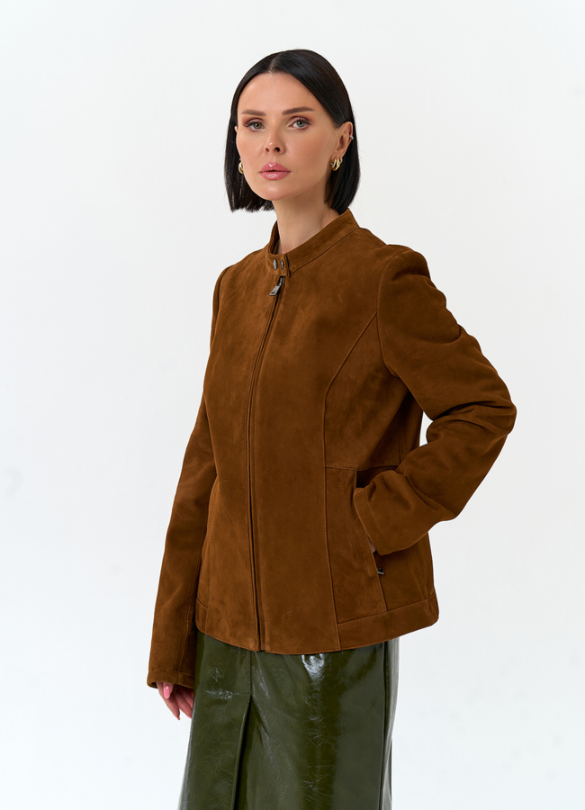 Женская куртка мото из натуральной замши модель № 33140 универмаг малина