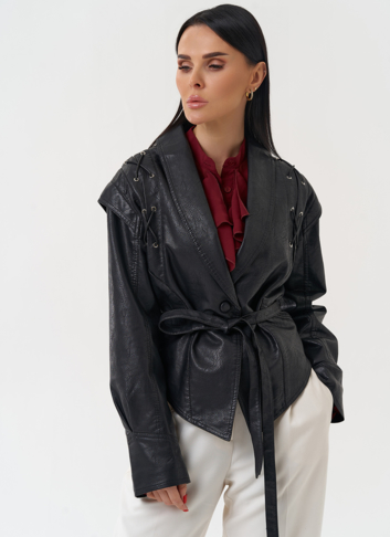 Куртка женская из эко кожи в стиле ретро