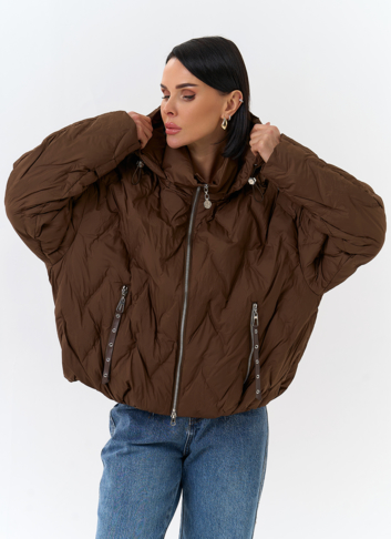 Женская куртка с капюшоном в коричневом цвете Женская куртка с капюшоном в коричневом цвете