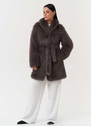 Шуба из эко меха под песца