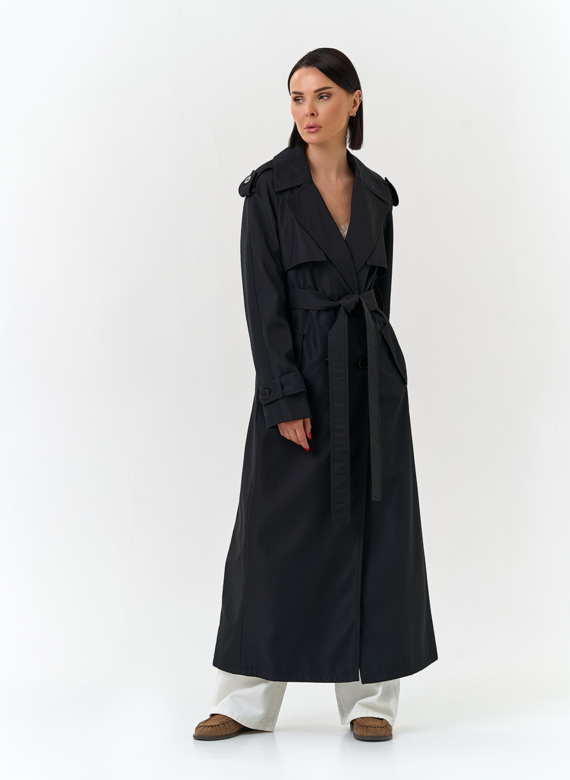 Женский длинный плащ с поясом