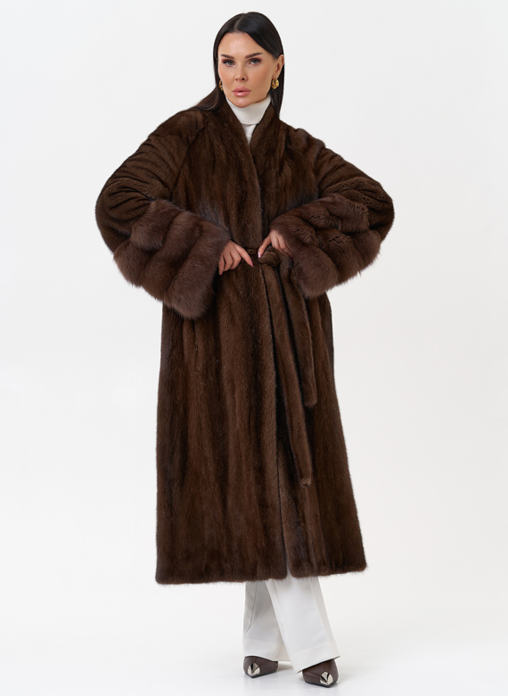 Шуба из скандинавской норки с куницей