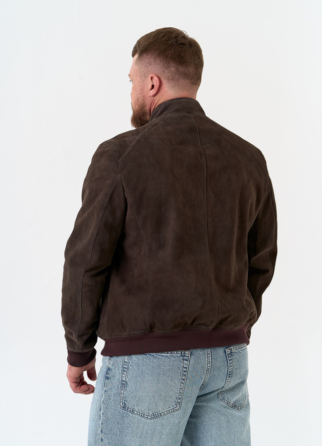 фото Мужская куртка бомбер из натуральной замши модель № 32550