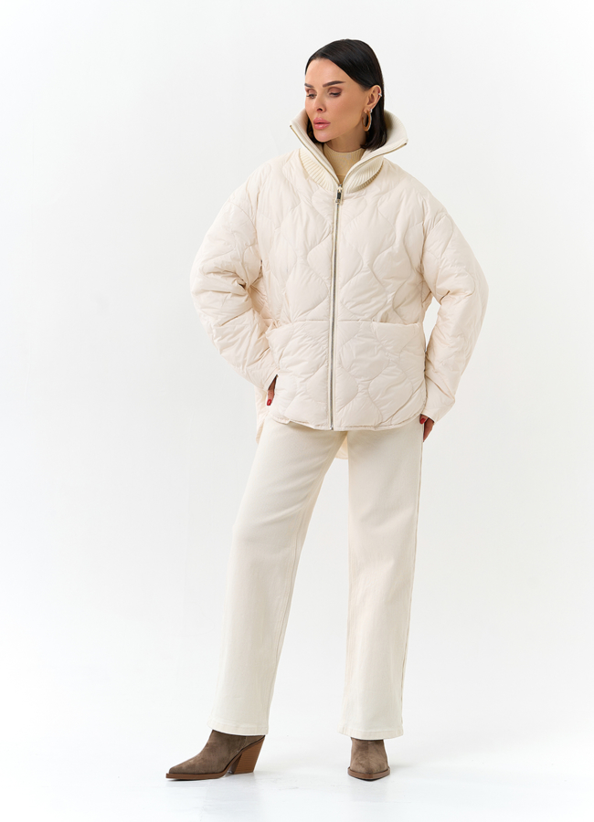 Женская двухсторонняя куртка с высоким воротником модель № 32664 в кредит