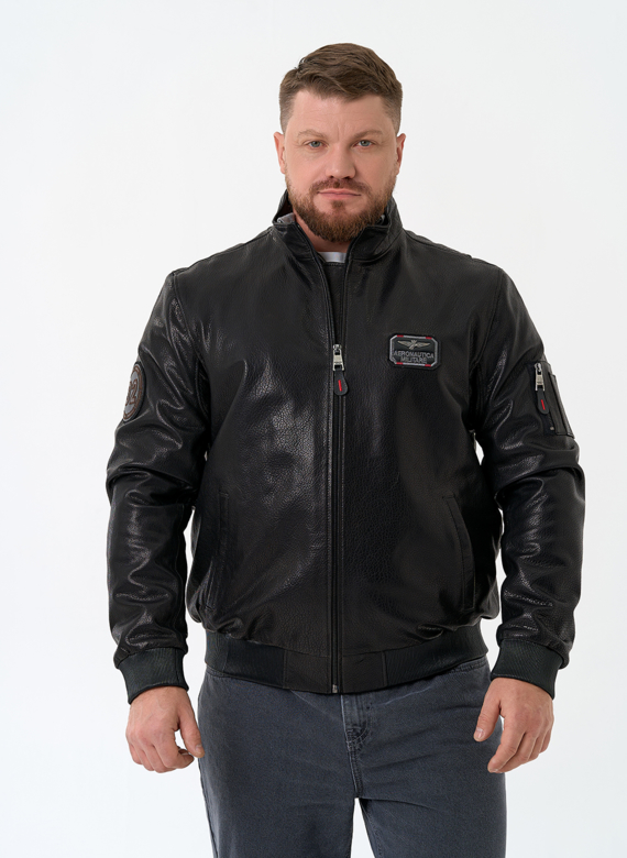 Мужская куртка бомбер из натуральной кожи