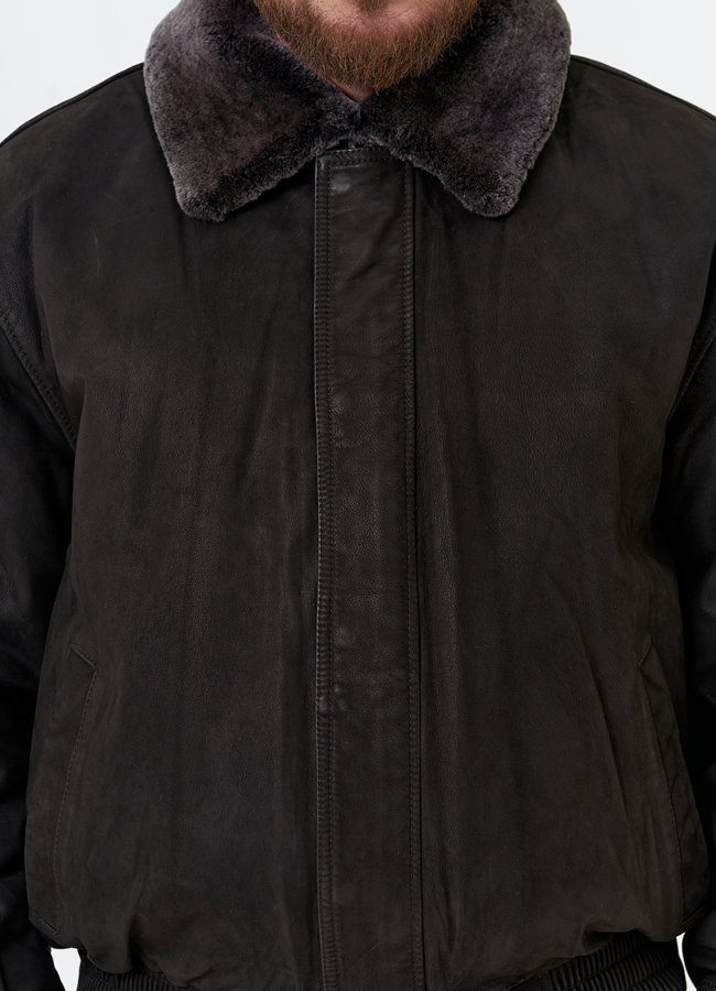 Куртка пилот из натуральной кожи с отделкой из овчины модель № 31659 универмаг малина