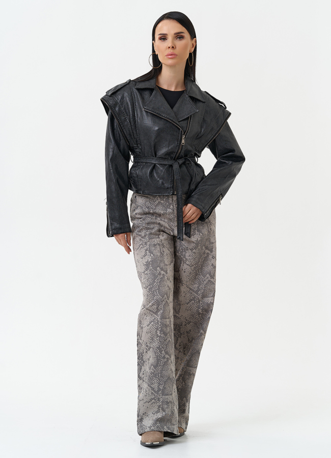 Куртка женская из эко кожи в стиле ретро модель № 30311 в рассрочку