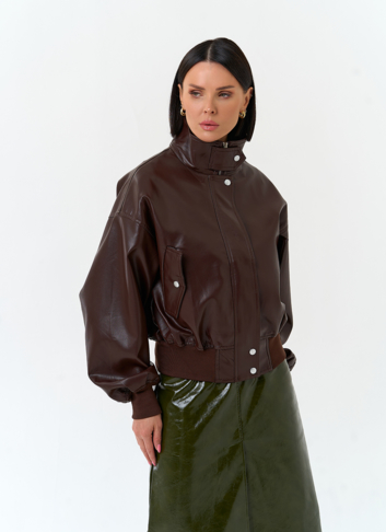 Женская куртка бомбер из эко кожи