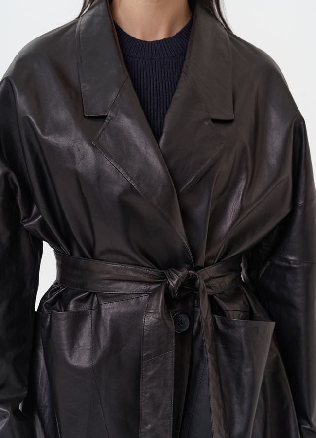 Жакет удлиненный из натуральной кожи модель № 29908 в рассрочку