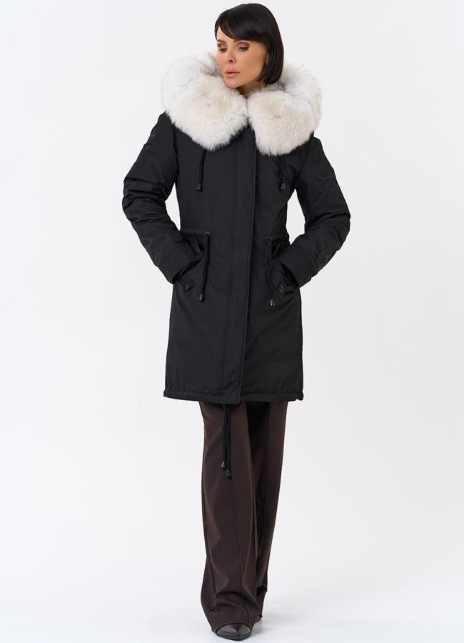 Женская парка с капюшоном из меха песца модель № 31989 универмаг малина