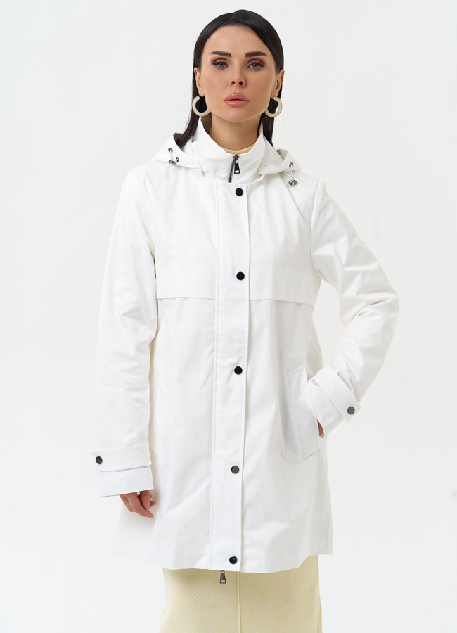 Плащ женский белого цвета модель № 30085 в рассрочку
