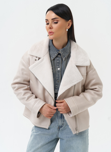 Короткая дубленка из эко замши