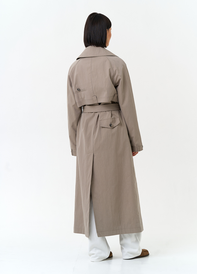 фото Женский длинный плащ с поясом модель № 33195