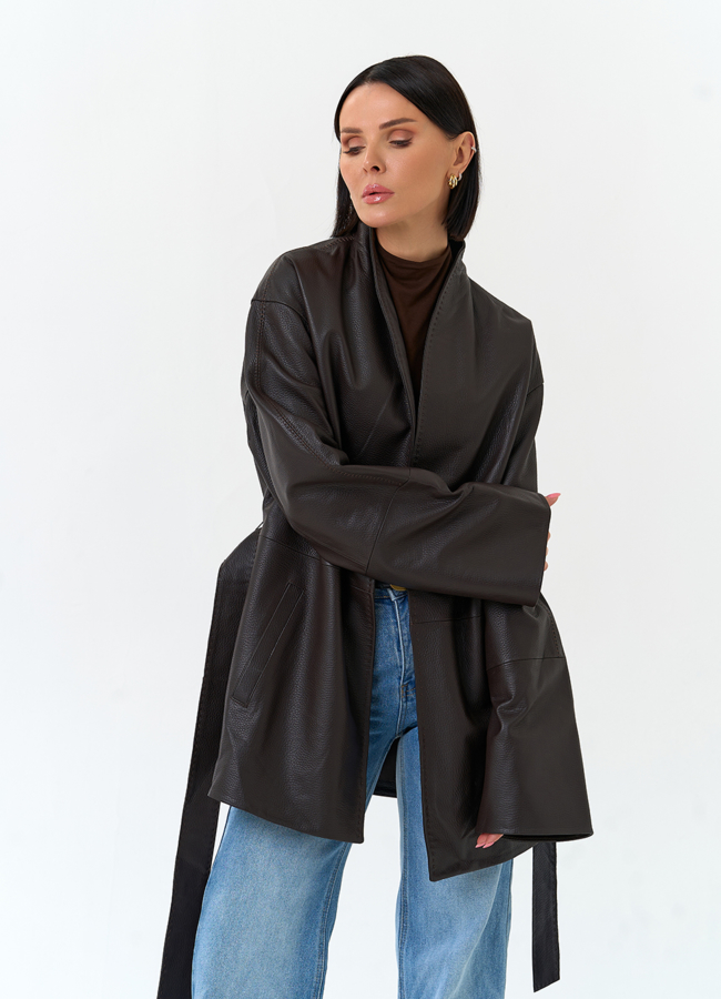 Женский жакет кимоно из натуральной кожи модель № 33116 универмаг малина