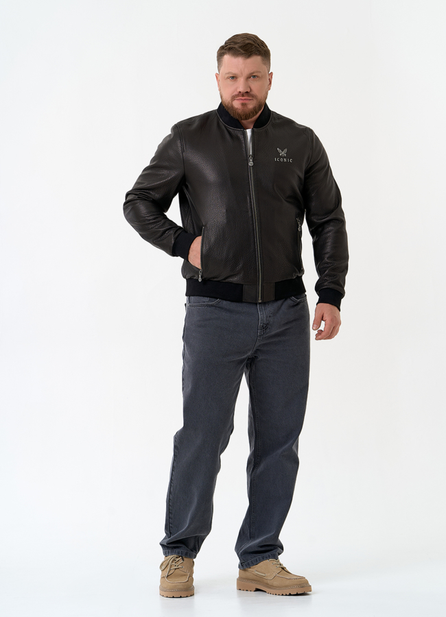 фото Мужская куртка бомбер из натуральной кожи модель № 32864