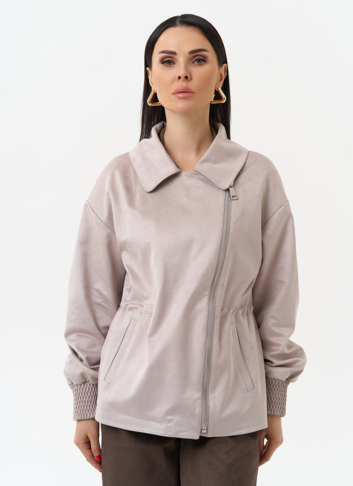 Женская куртка из эко замши с поясом