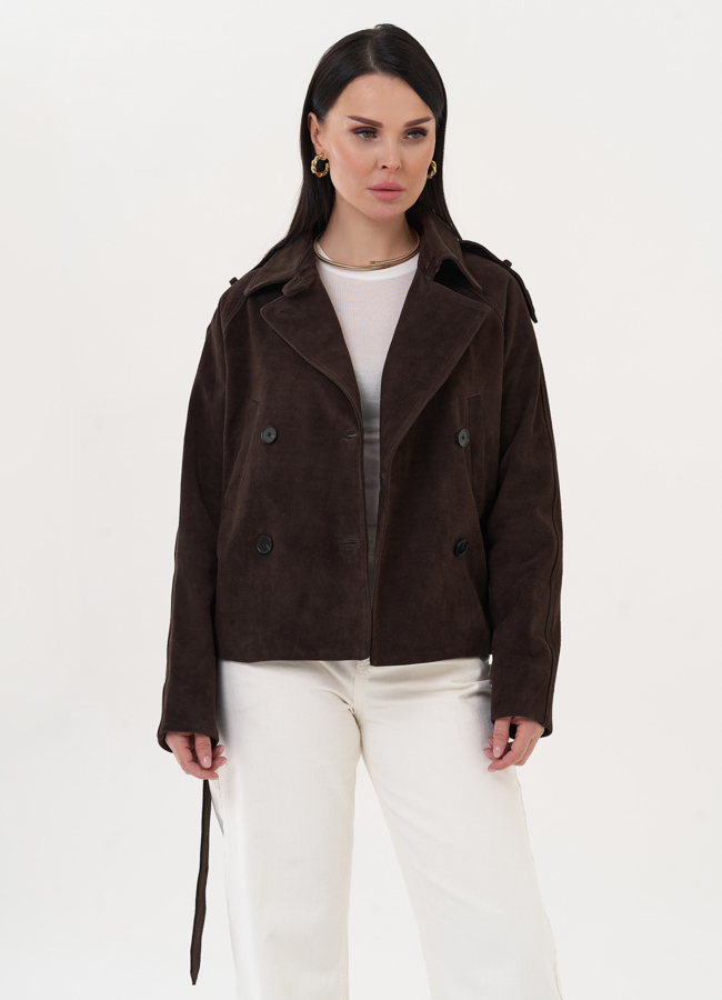 Куртка из замши с ремнем модель № 26948 универмаг малина