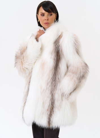 Белая шуба из лисы