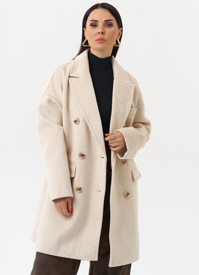 Женское укороченное пальто с поясом модель № 30195 универмаг малина