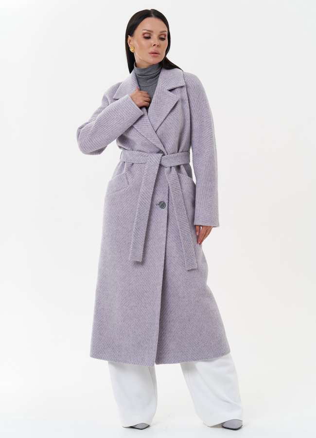 Женское пальто с английским воротником модель № 27671 меха малина