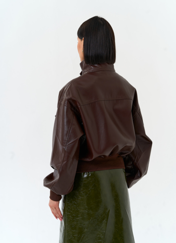 Женская куртка бомбер из эко кожи